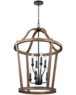 Feiss F3040 8wow Lorenz 8 Light Chandelier In Weathered Oak Wood