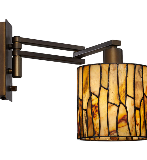 Robert Louis Tiffany Speckled Plug In Swing Arm Wall Lamp